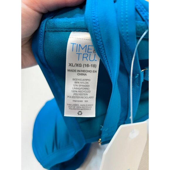 Time And Tru Women's Ruched Padded Swim Bikini Top Lightweight Size XL Blue NWT - Picture 7 of 13